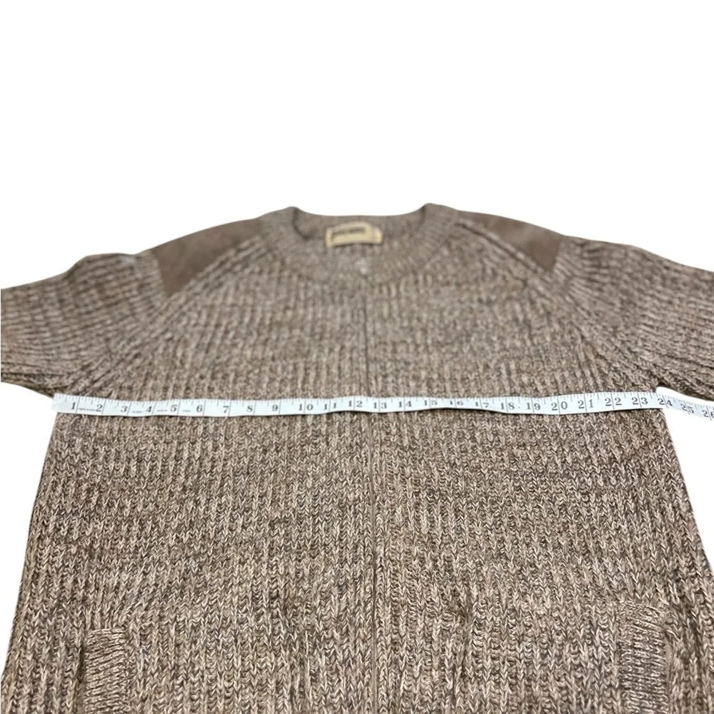 Brenire Scotland Mens Sweater Size L Full Zip 100% Wool Suede Patches Pockets - Picture 6 of 8